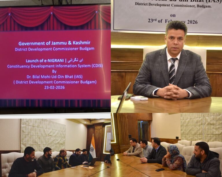 DC Budgam Launches ‘e-Nigrani App’-Constituency Development Management Information System (CDMIS)for Real-Time Monitoring of Development Works Across District
