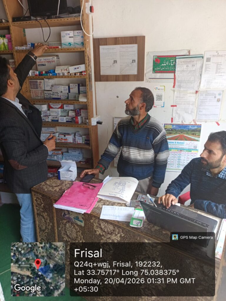 DCO’s conduct surprise inspection of chemist shops in Kulgam, two shops sealed