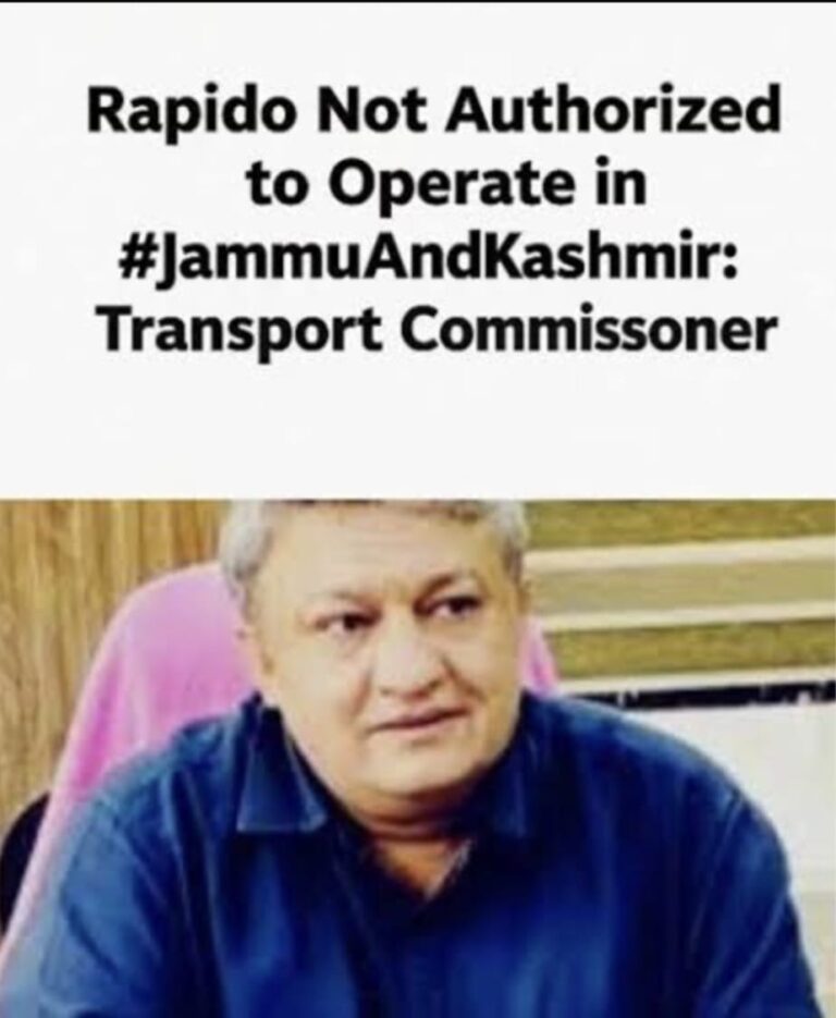 Rapido Operating Illegally in J&K, Action Ordered: Transport Commissioner