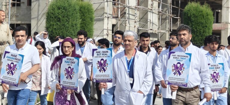 SKIMS Medical College Holds Awareness Walk to Mark World HAE Day